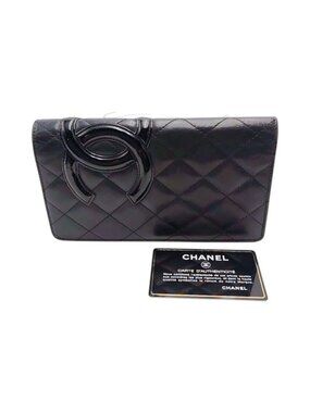 Chanel Cambon Long Foldable Wallet Black Pink